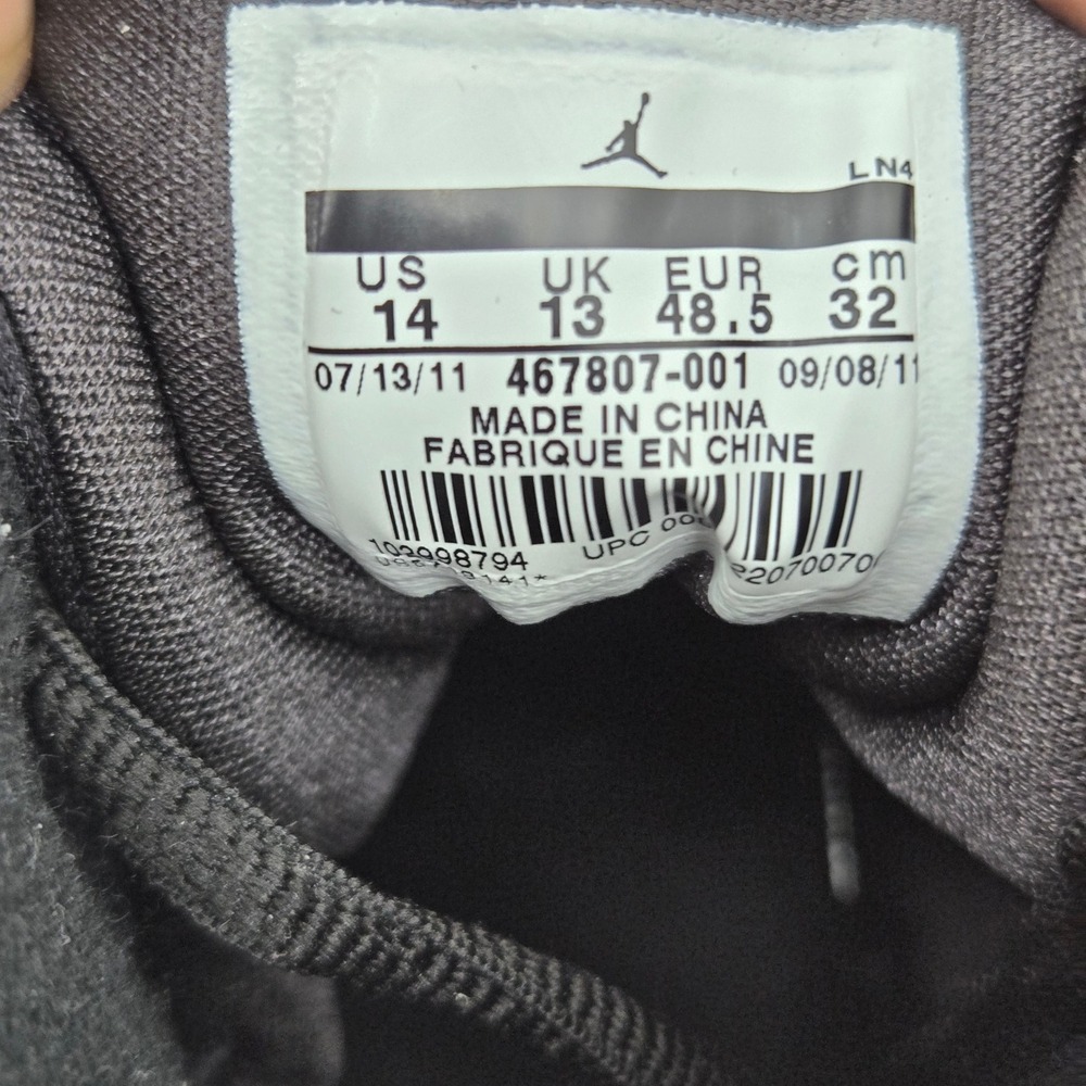 Jordan Air Jordan 8.0 Black Dark Charcoal White Mens 14 Sneakers 467807-001 - Picture 10 of 16